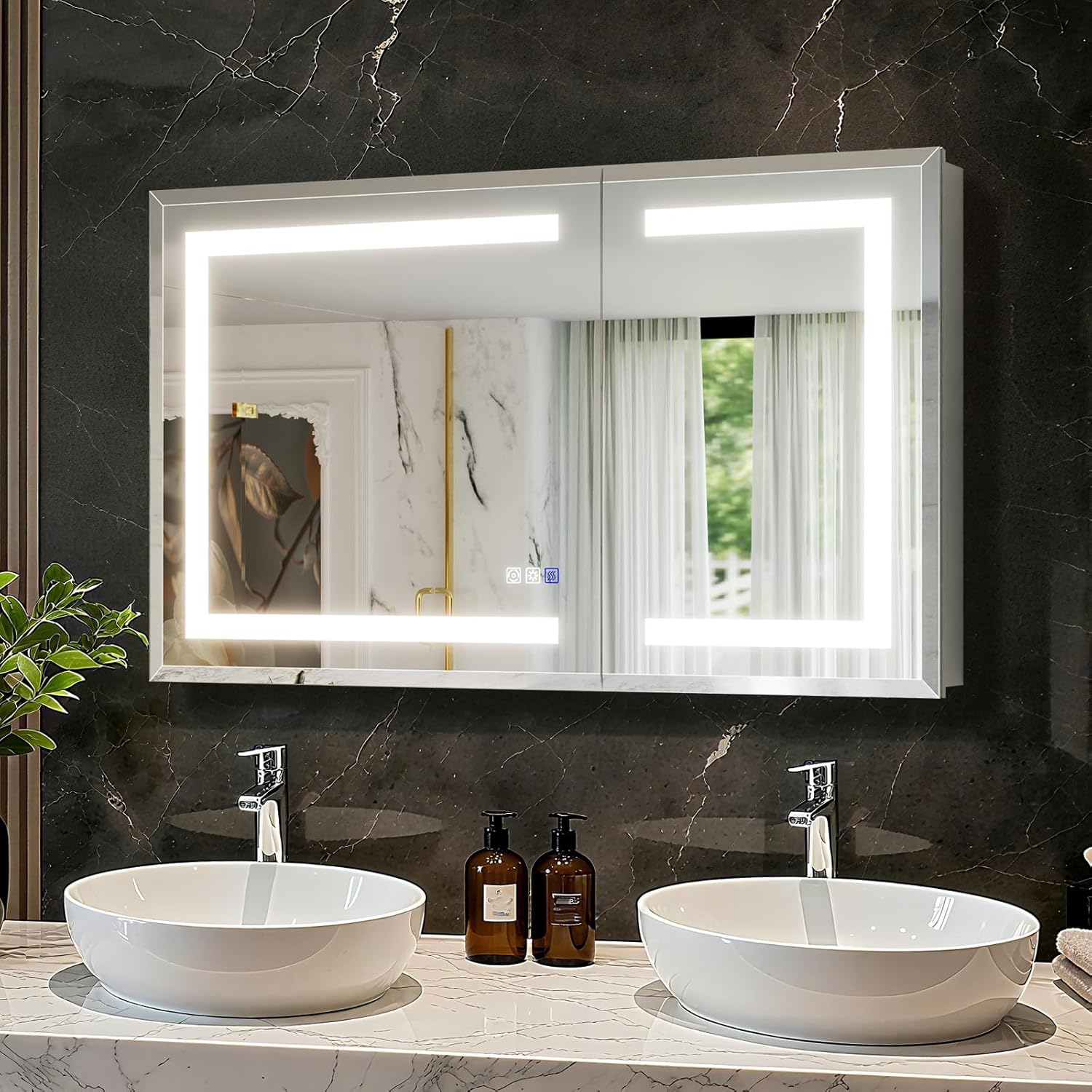 Home Bathroom Furniture - LED Bathroom Medicine Cabinet with Mirror,