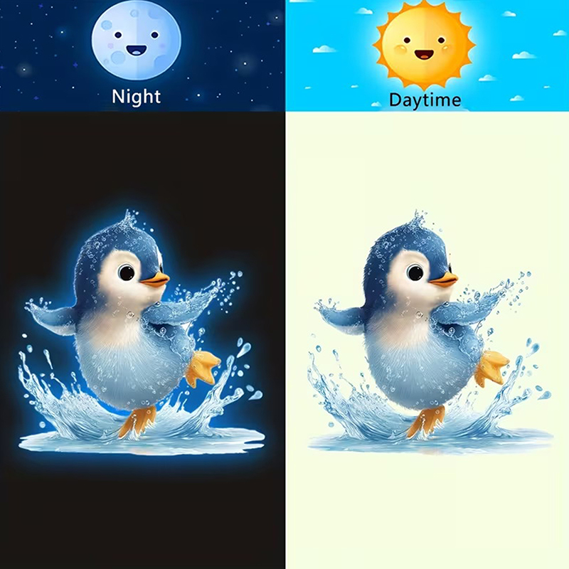 Jet Home Bathroom - Glow-in-the-Dark Penguin Toilet Sticker Bathroom Decal