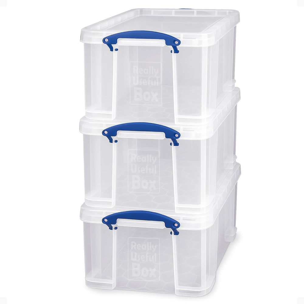 Home Bathroom Organizer - 3-Pack Clear Stackable Storage Containers with