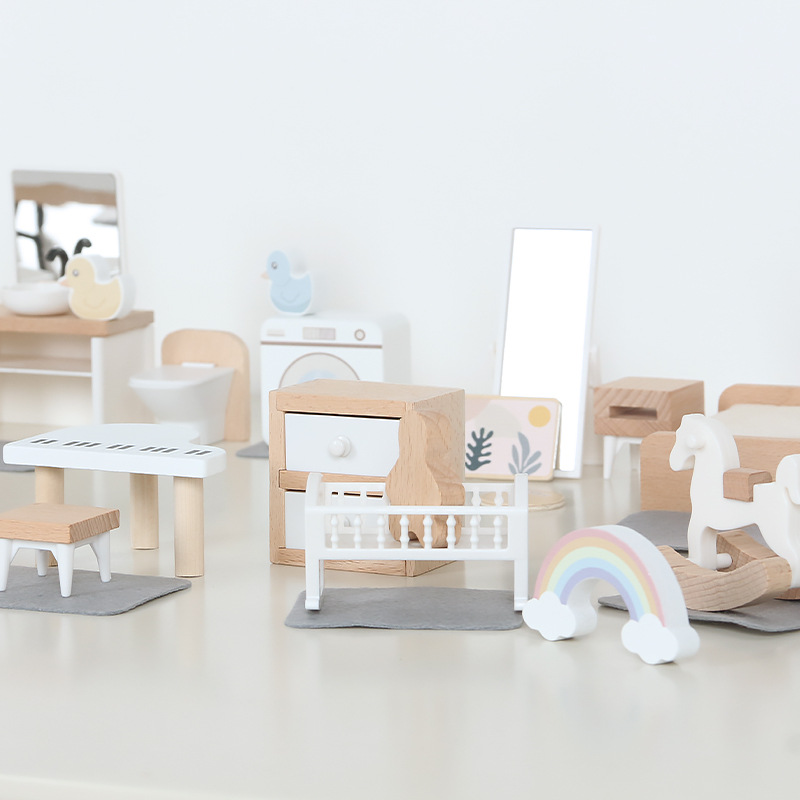 Home Bathroom Furniture - Modern dollhouse furniture kitchen wood miniature
