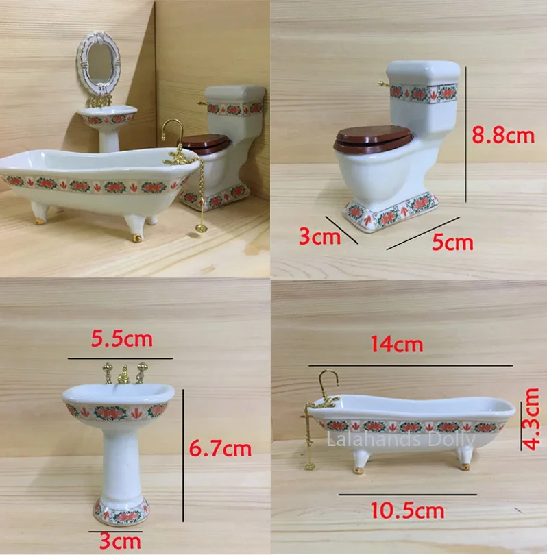 Home Bathroom Furniture - 4pcs/set Dollhouse Mini Creative Bathroom Set