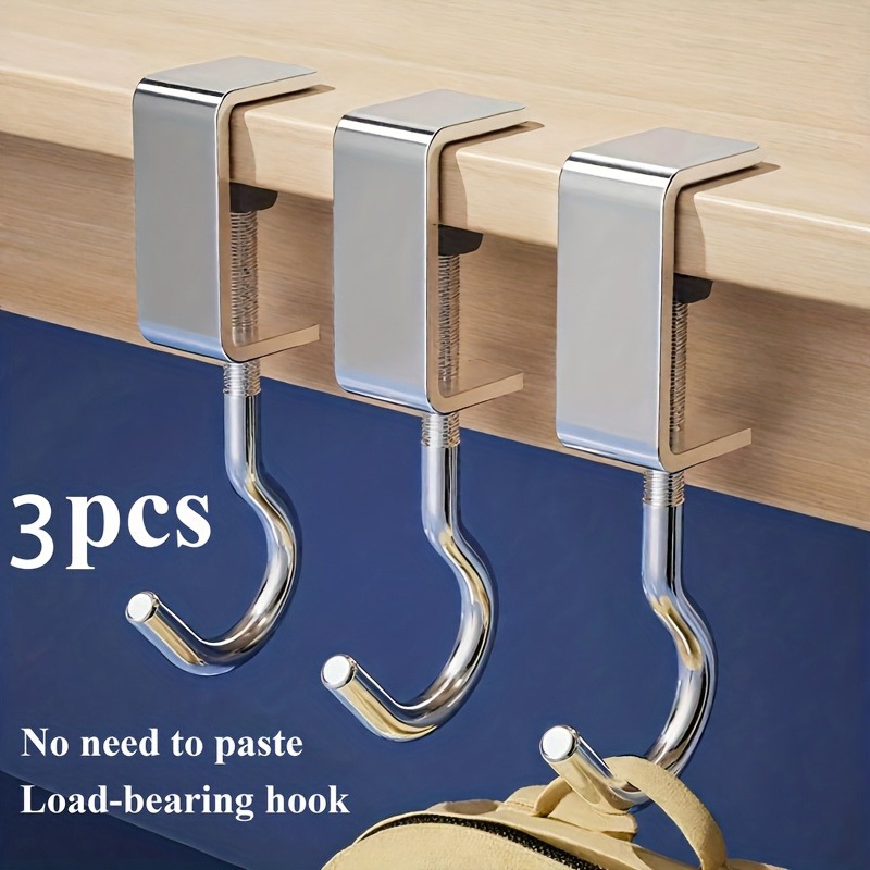 Home Bathroom Organizer - 3Pcs Punch-Free Clip Hooks Strong Adhesive