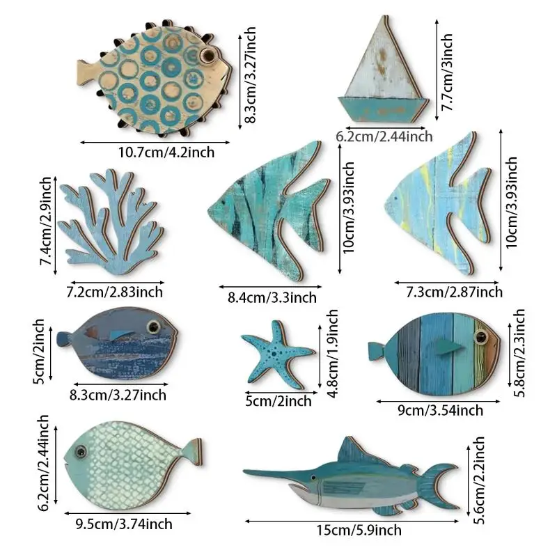 10pcs/set Fish Wall Decor Wood – Jet Home Bathroom recenzja i cena