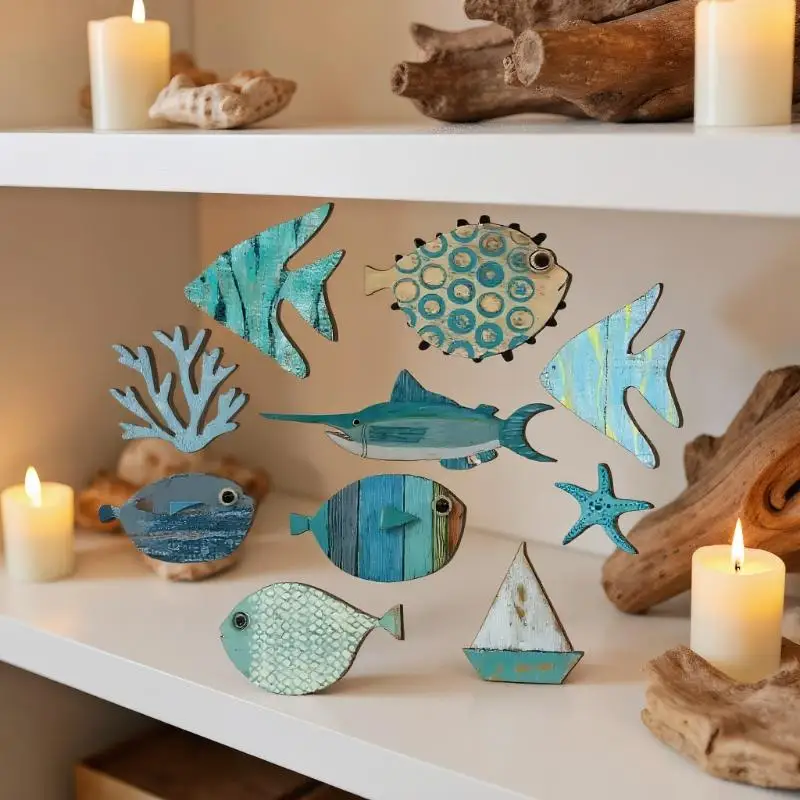 10pcs/set Fish Wall Decor Wood – Jet Home Bathroom recenzja i cena