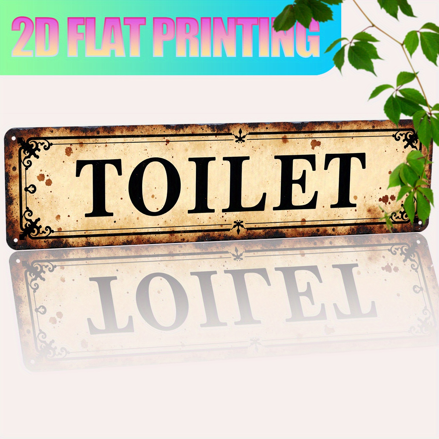 2D Flat, Vintage Aluminum Wall – Home Bathroom Sign recenzja i cena
