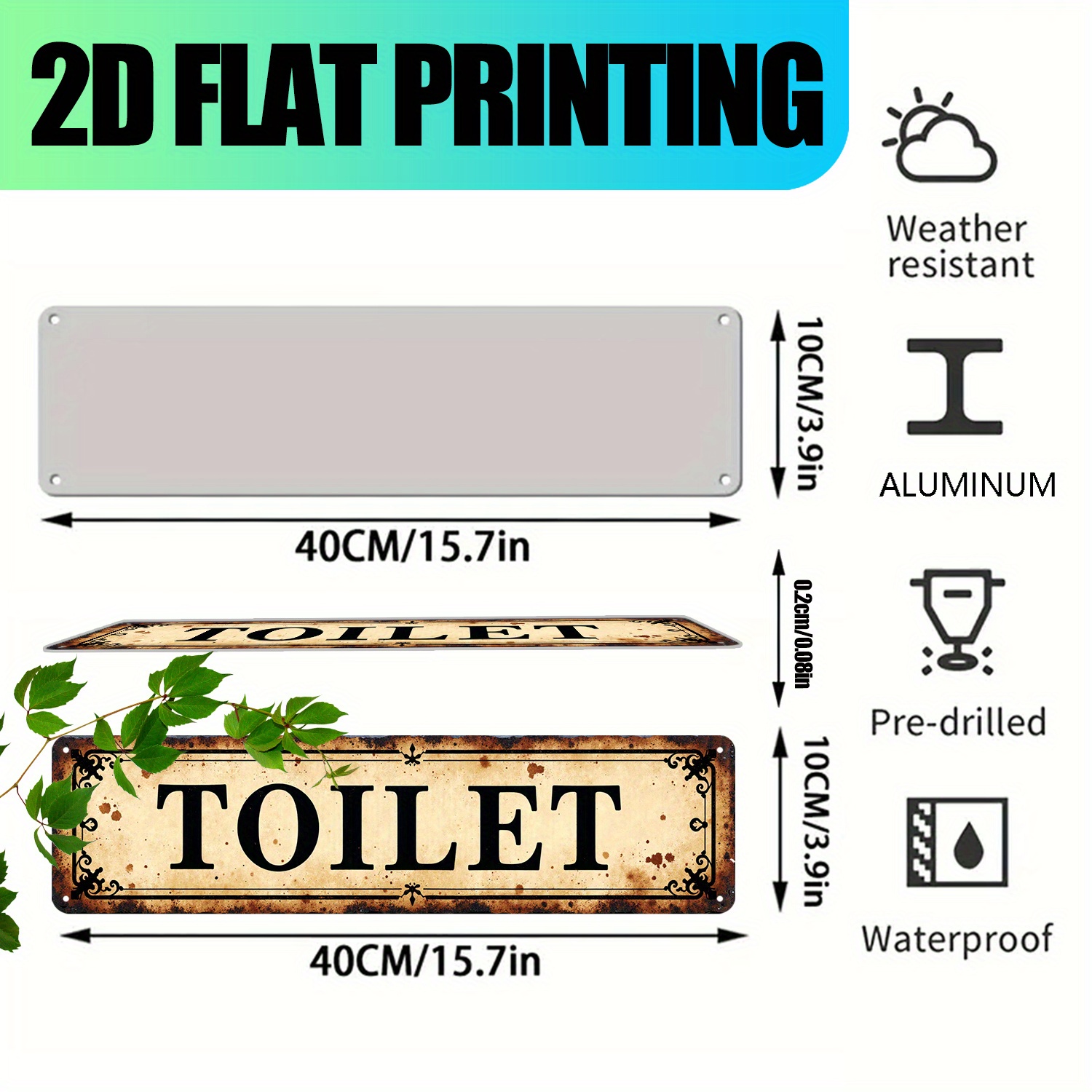 2D Flat, Vintage Aluminum Wall – Home Bathroom Sign recenzja i cena