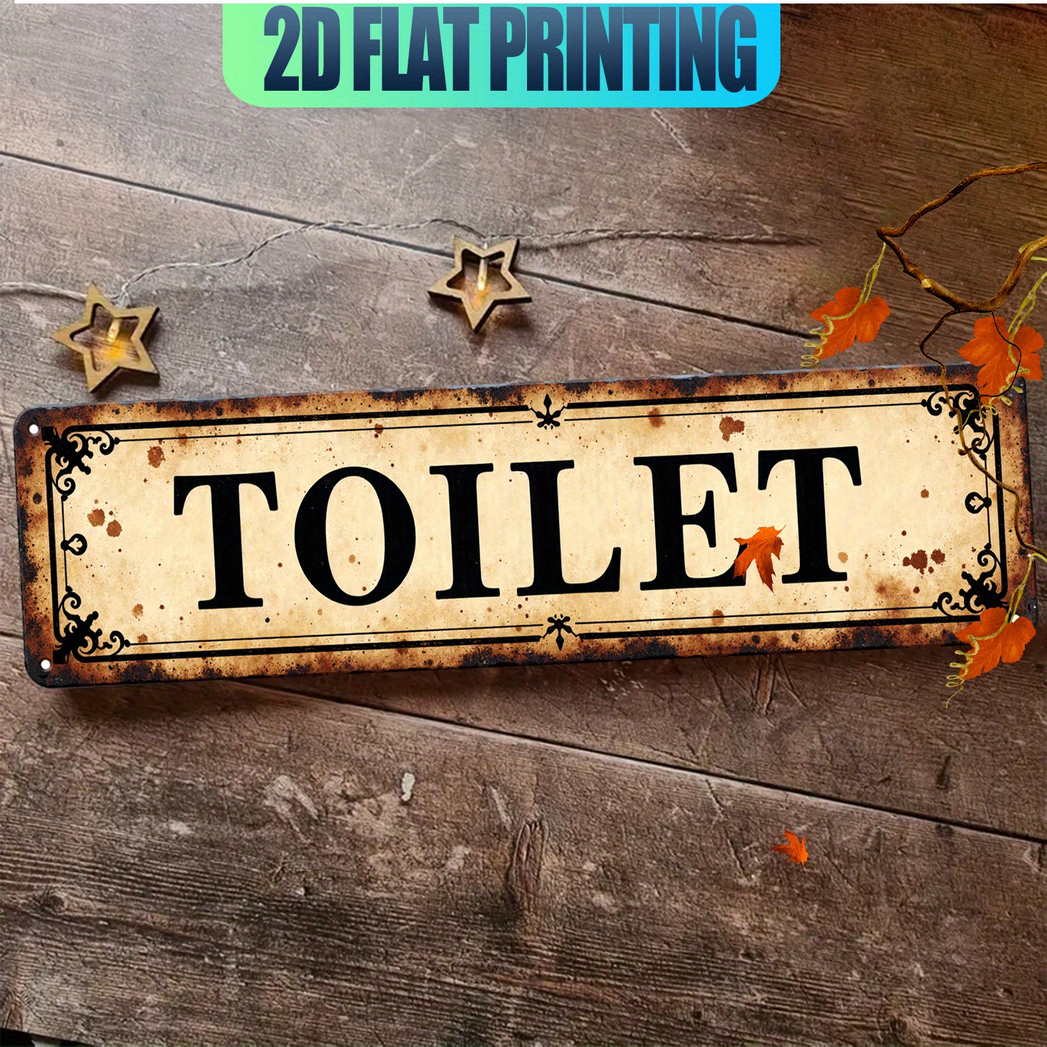 2D Flat, Vintage Aluminum Wall – Home Bathroom Sign recenzja i cena
