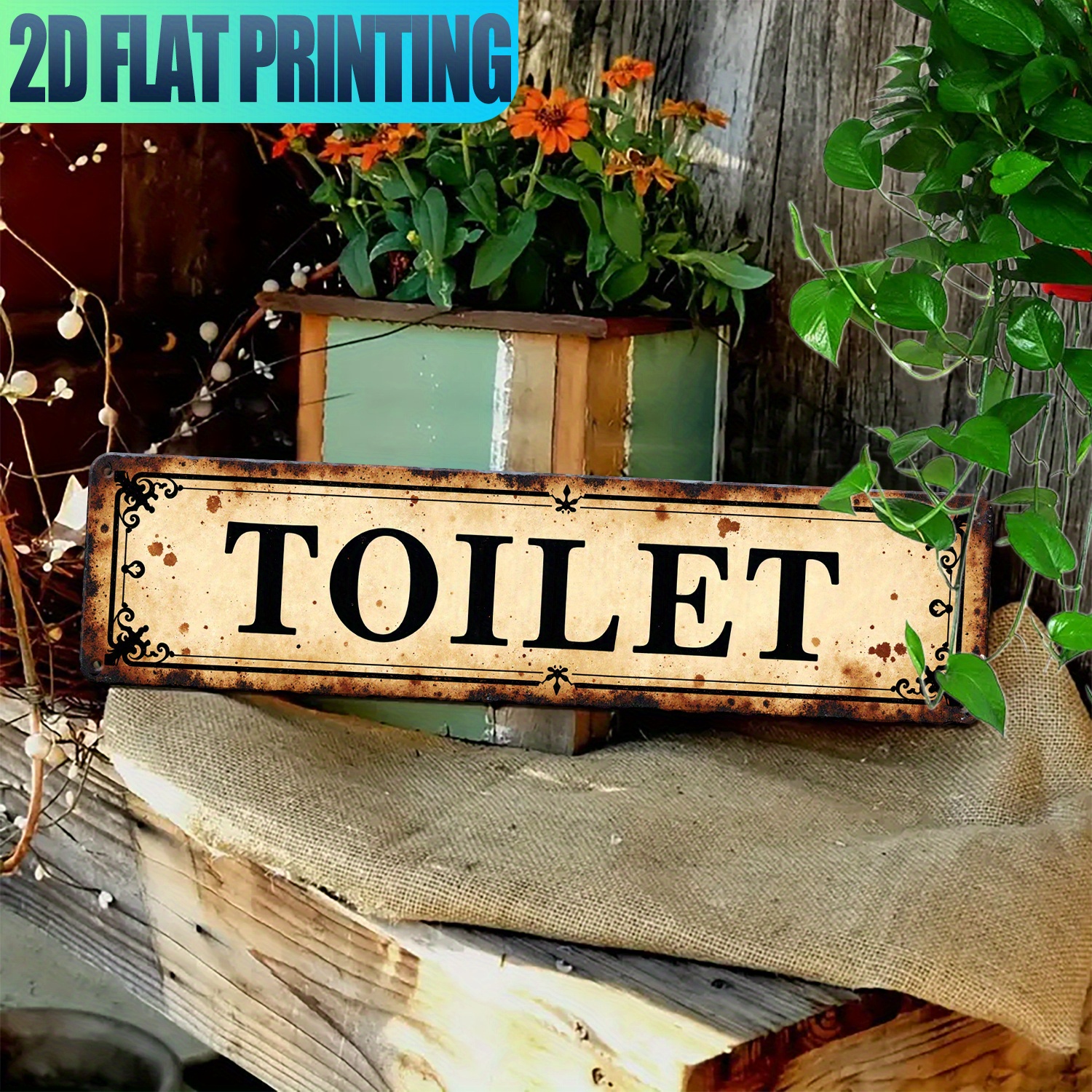 2D Flat, Vintage Aluminum Wall – Home Bathroom Sign recenzja i cena