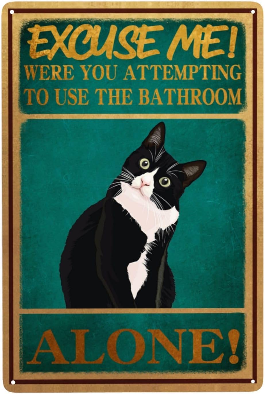 Retro Tin Signs Tuxedo Cat Bat – Home Alone Bathroom recenzja i cena