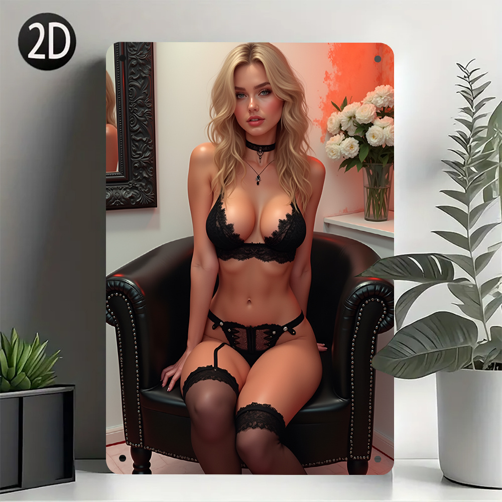 Vintage Sexy Lady Metal Tin Si – Home Bathroom Sign recenzja i cena