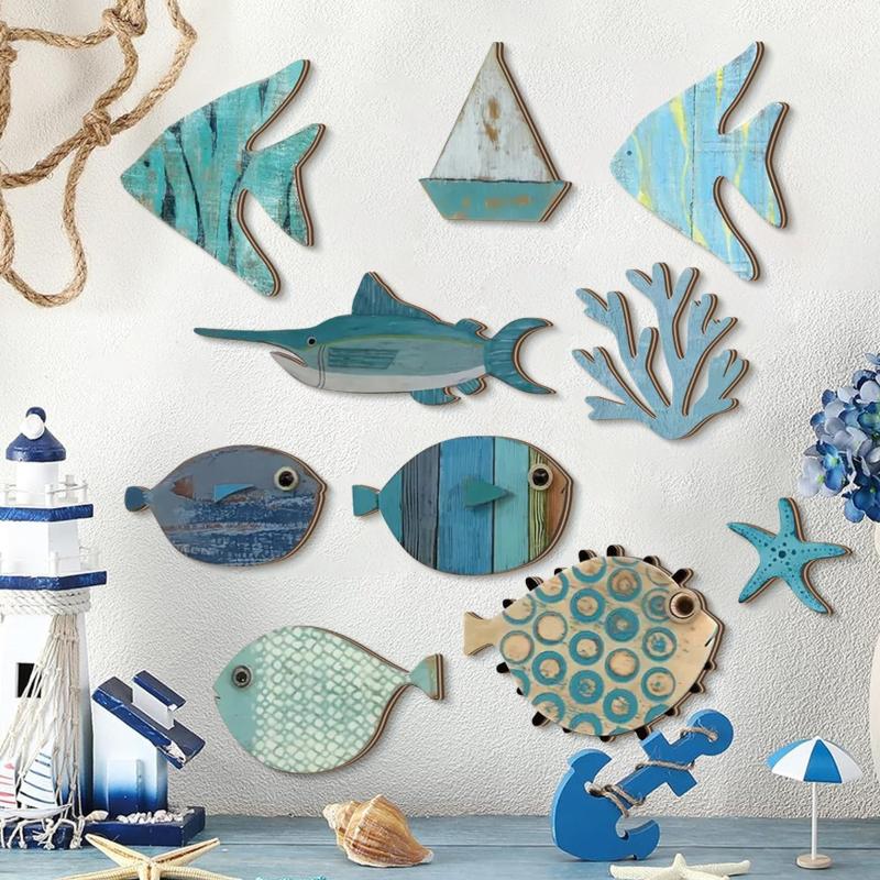10pcs/set Fish Wall Decor Wood – Jet Home Bathroom recenzja i cena
