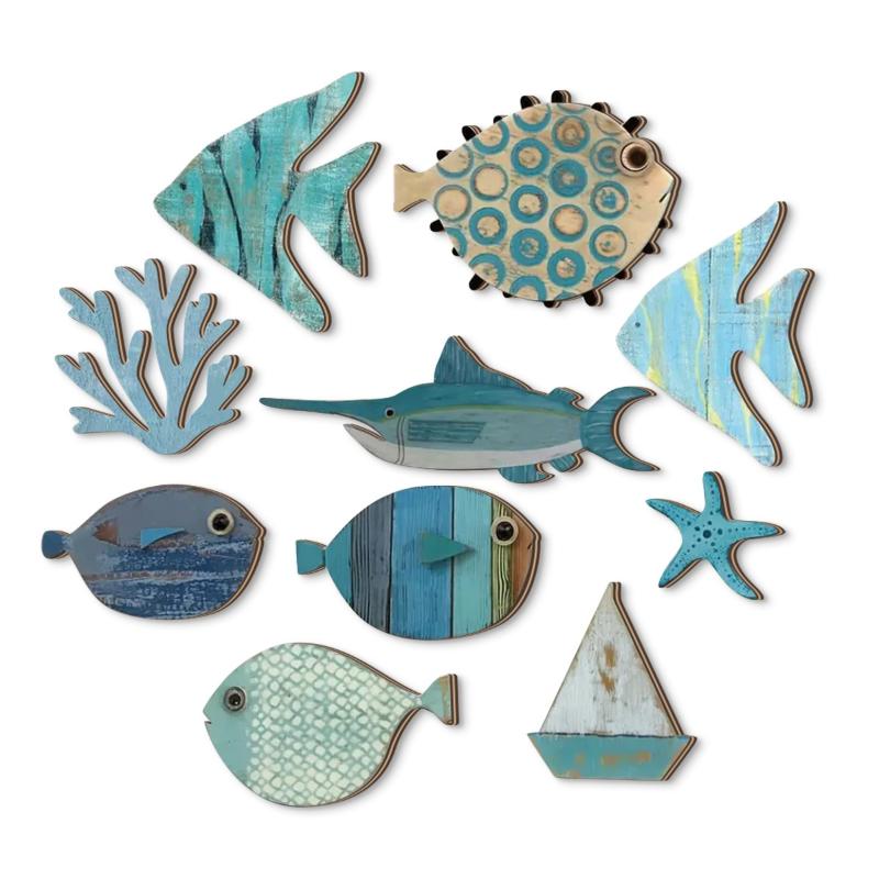 10pcs/set Fish Wall Decor Wood – Jet Home Bathroom recenzja i cena
