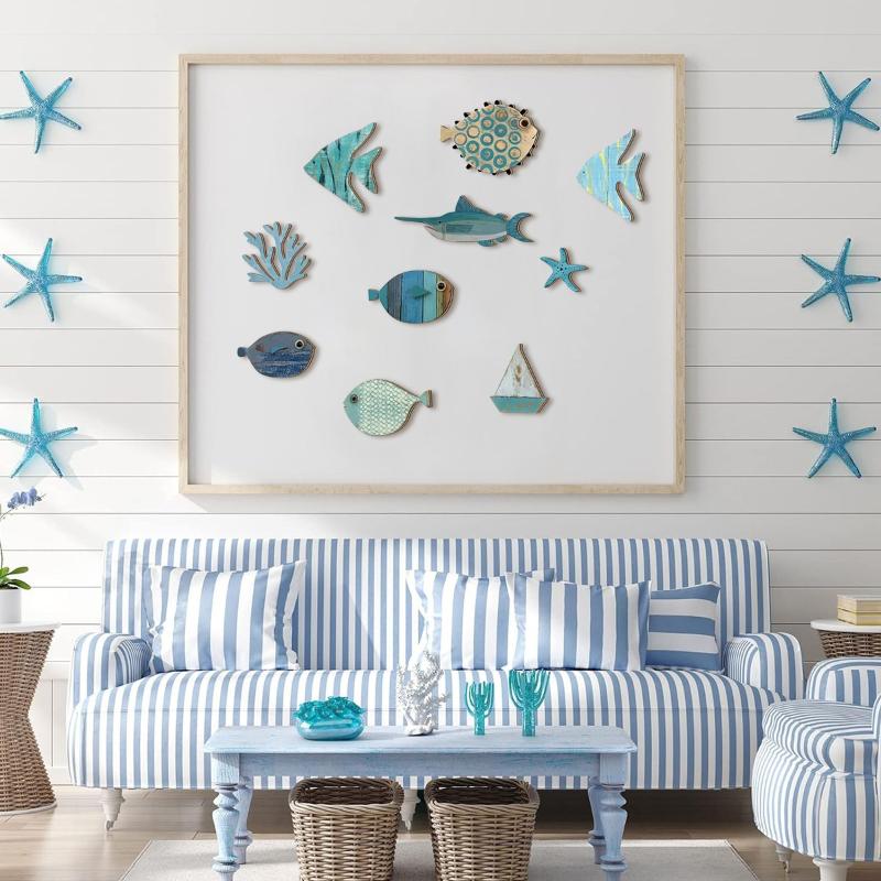 10pcs/set Fish Wall Decor Wood – Jet Home Bathroom recenzja i cena