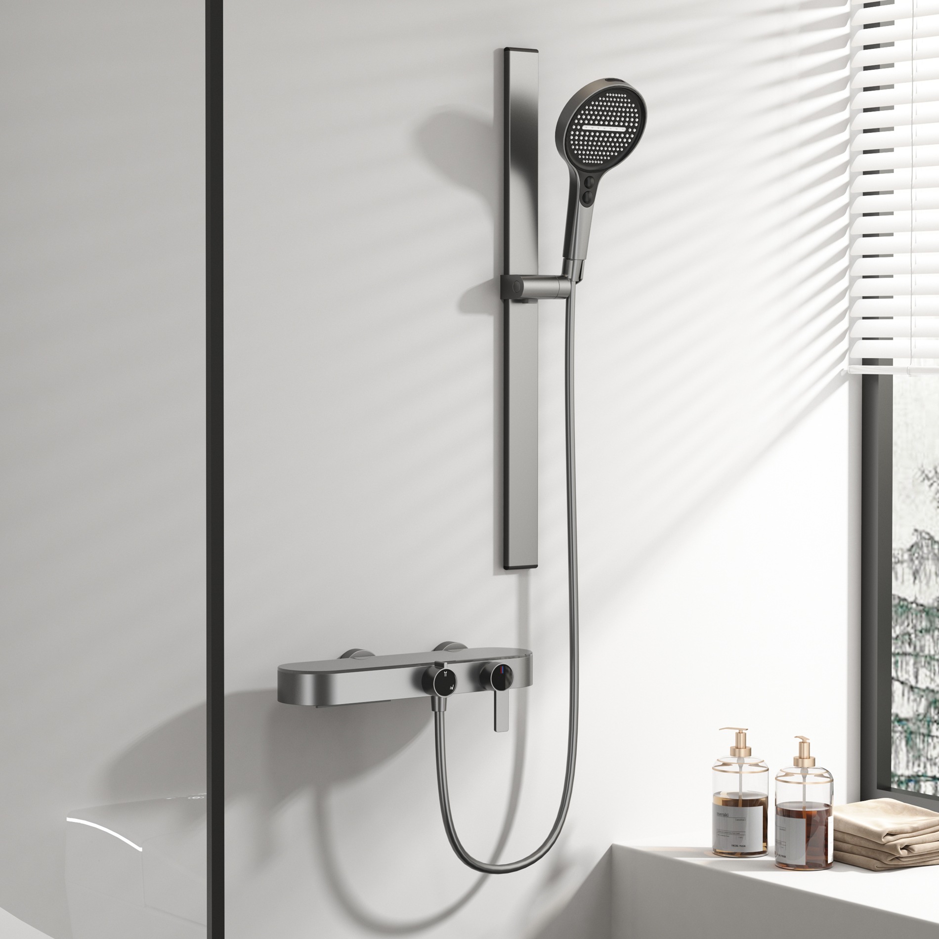 Gunmetal Gray Shower Set For H – Home Bathroom recenzja i cena