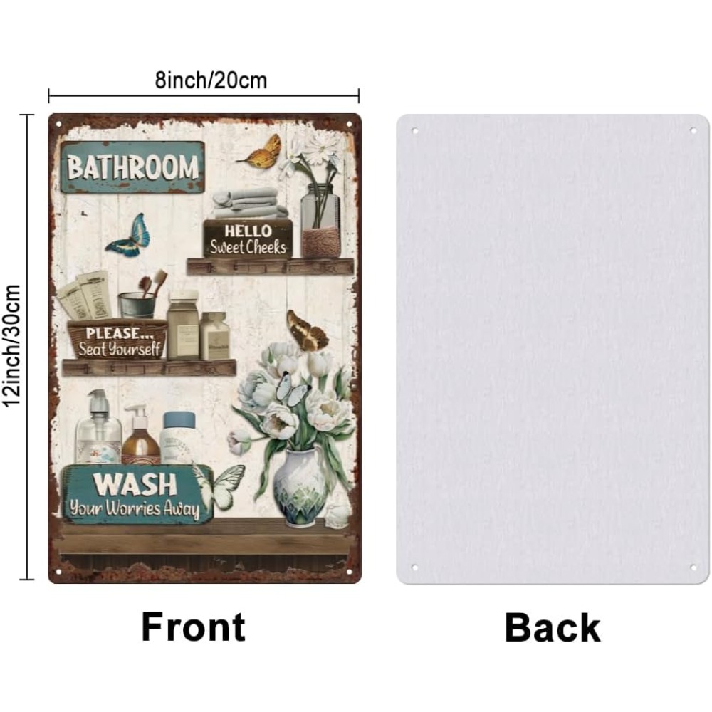 Bathroom Floral Tin Signs Vint – Home Bathroom Sign recenzja i cena