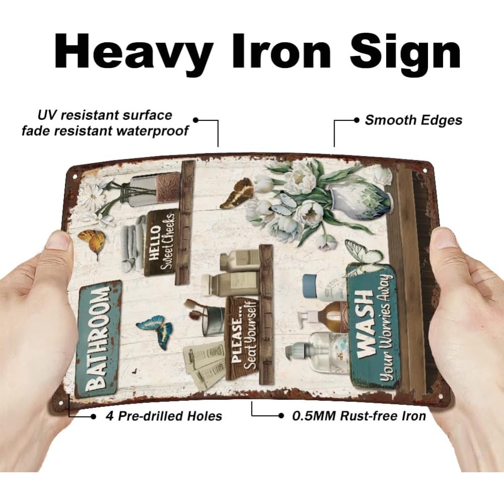 Bathroom Floral Tin Signs Vint – Home Bathroom Sign recenzja i cena