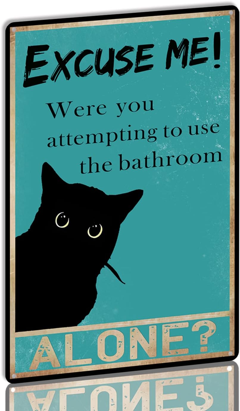 YLUYINOM Tin Sign Funny Black  – Home Alone Bathroom recenzja i cena